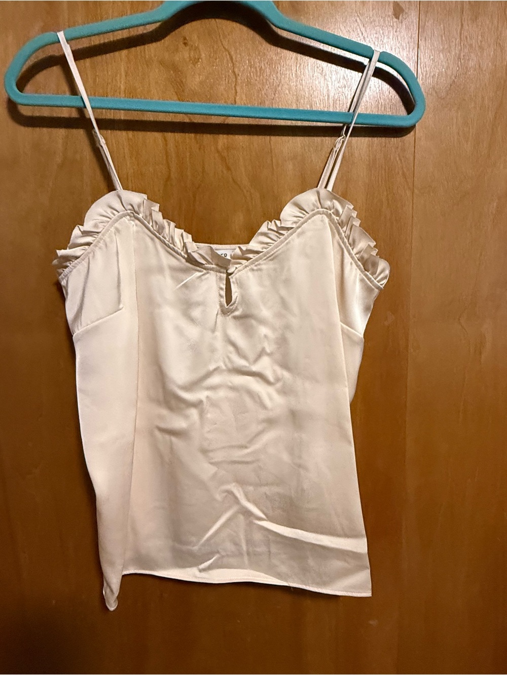 Parker Cream Ruffle-Trim Satin Cami